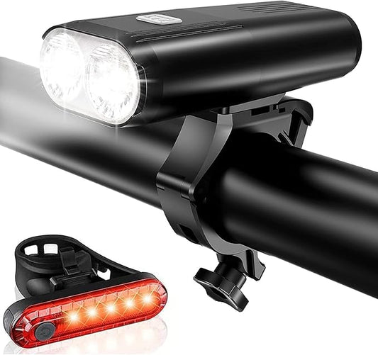 Akale Bike Lights for Night Riding, Bicycle Lights Front and Back, 4 Light Modes, IPX4 Waterproof, Bike Headlight and Taillight for Men Women Road Cycling