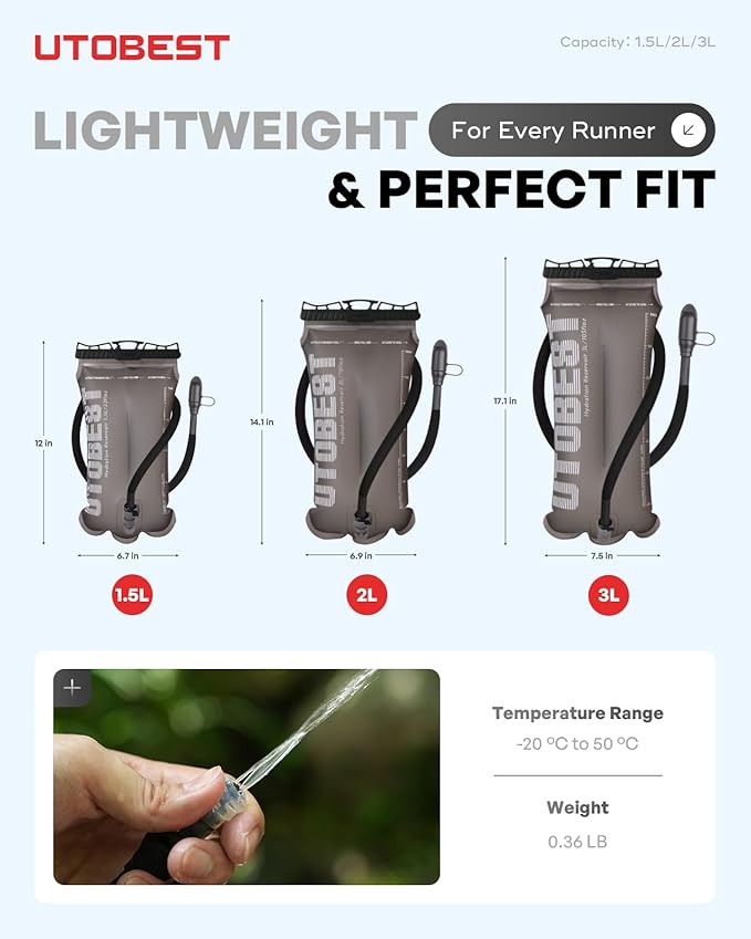 Hydration Bladder,TPU Water Bladder,Water Bladder for Hiking Backpack,BPA Free,Wide Opening,Leak-Proof,Water Reservoir for Hiking Cycling Camping Running