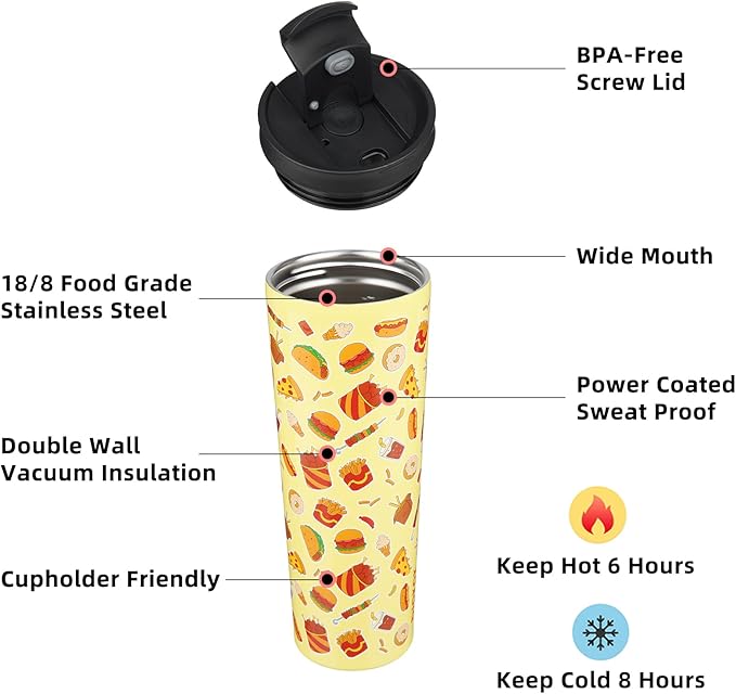 BJPKPK 30oz Tumbler With lid And Straw Stainless Steel Travel Coffee Mug Insulated Tumblers Cups,Yummy