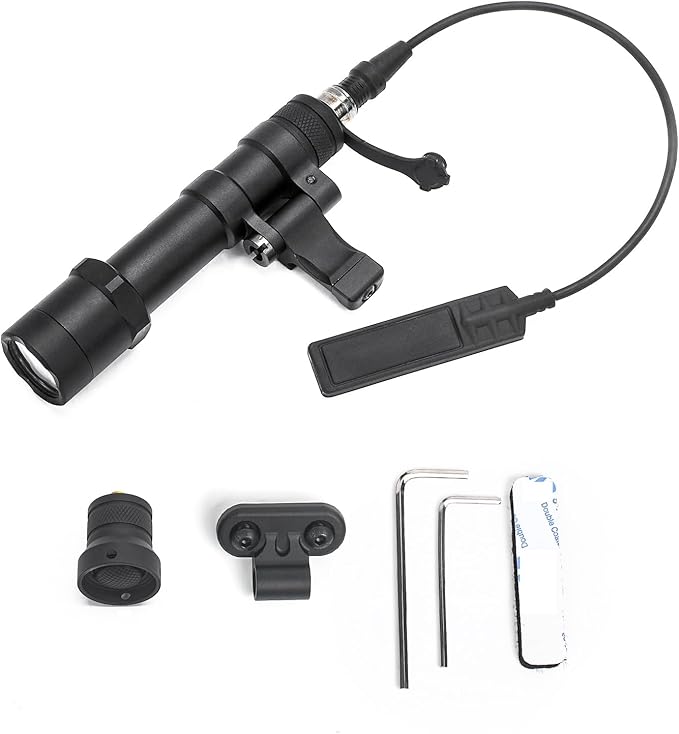 NOBUHIRO M600B 600 Lumens Tactical Flashlight, NO Logo Version with Replaceable Mounting Rotating Base for 20mm Picatinny & Mlok/Keymod Rail, with Remote Pressure & Push Button Switch