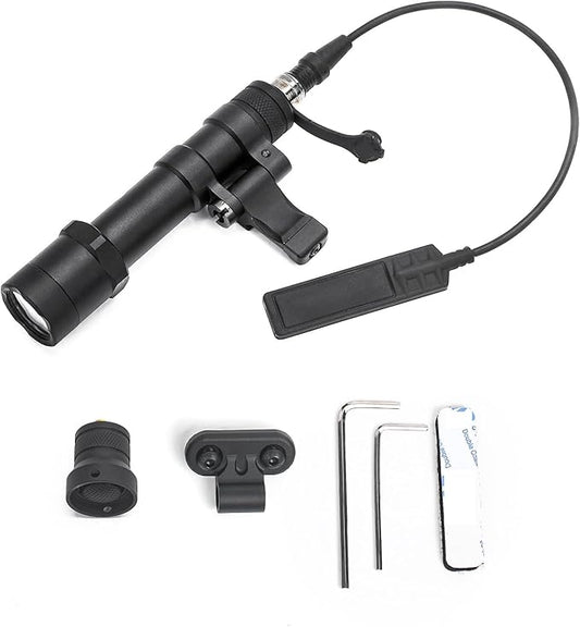 NOBUHIRO M600B 600 Lumens Tactical Flashlight, NO Logo Version with Replaceable Mounting Rotating Base for 20mm Picatinny & Mlok/Keymod Rail, with Remote Pressure & Push Button Switch