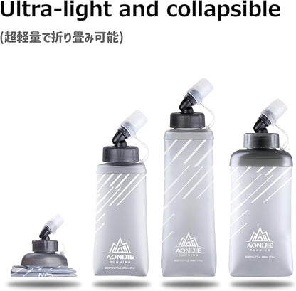 Azarxis TPU Soft Flask Collapsible Water Bottles BPA-Free 250ml 350ml 500ml 600ml for Hydration Vest Pack Running Hiking Cycling Climbing