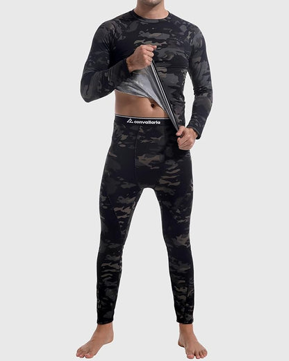 CL convallaria Thermal Underwear for Men Long Johns Fleece Lined Hunting Gear Set Base Layer for Cold Weather XS-4XL