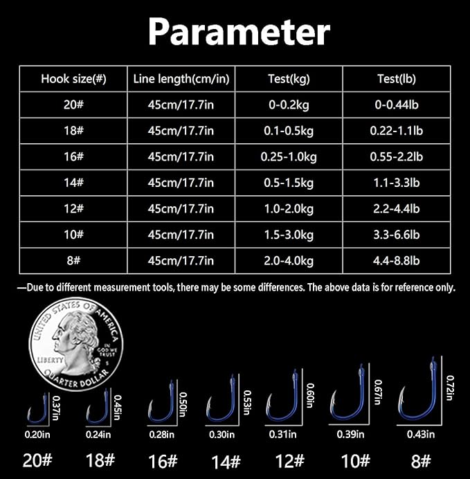 AMHDV Tiny Fishing Hooks with Line, Small Fishing Hook and Leader (Pack of 20)