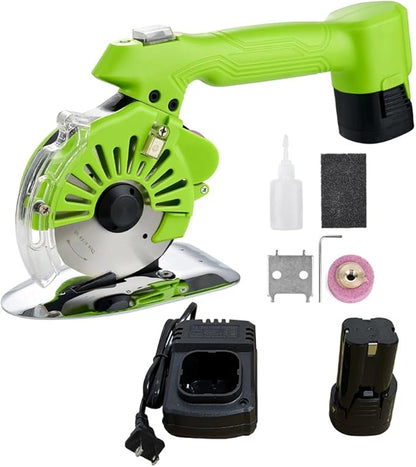 250W Cordless Fabric Rotary Cutter Electric Fabric Scissors, Round Blade Cutting Machine, 5 Speed Adjustable, LED Light, 20mm / 0.78" Cutting Thickness, with Lithium Ion Battery and Charger