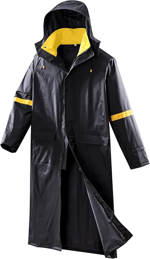 EI Sonador Classic Long Rain Coats for Men, Hooded Raincoats Rainwear for Waterproof Work, Breathable, Rain Jacket Poncho
