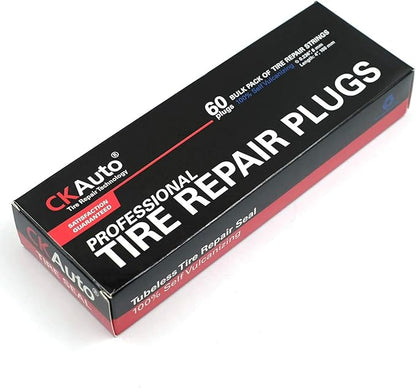 CKAuto 60pcs 4" Brown Tire Repair Strings, Automotive Tool Tire Repair Plugs for Tubeless Off-Road Tires Car, Bike, ATV, UTV, Wheelbarrow, Mower