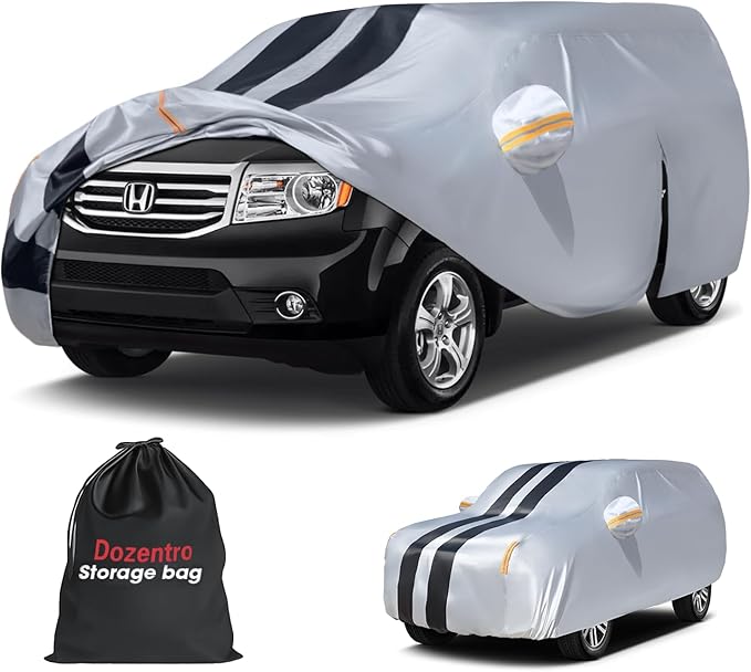 10 Layers Sedan Car Cover Custom Fit for Honda Pilot(2003-2025), 100% Waterproof All Weather for Automobiles, Gift with Towel, Heavy Duty Car Covers for Rain Sun UV Protection with Door Zipper.