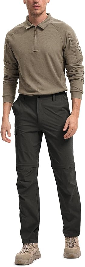 Moosehill Men's-Hiking-Pants Convertible Quick-Dry Water-Resistant Lightweight Zip-Off Outdoor with 5 Deep Pockets