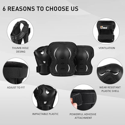 JBM Adult & Youth Skating Protective Gear Set, Skateboard Helmet, Knee Pads and Elbow Pads with Wrist Guards Set for Inline Roller Skating, Scootering, Skateboarding