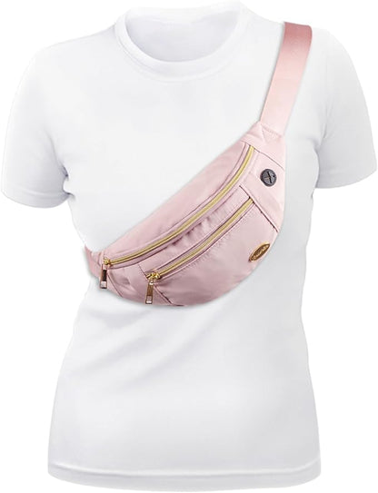 Entchin Fanny Pack for Women Men,Crossbody Belt Bag with 4-Zipper Pockets,Adjustable Waist Bag Pack,One of the Most Popular Travel Essential Gifts for Walking,Traveling,Cycling