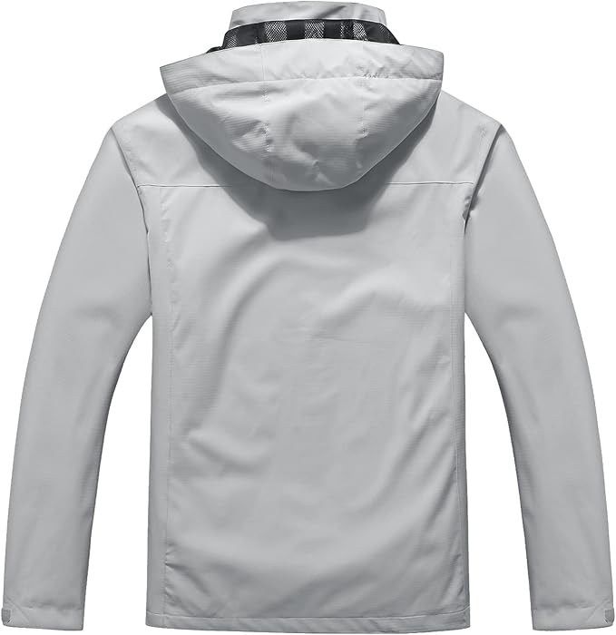 OTU Men's Lightweight Waterproof Hooded Rain Jacket Outdoor Raincoat Shell Jacket for Hiking Travel