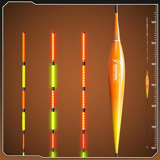 Fishing Bobbers, Light up Bobbers Night Fishing, Fishing Floats, Glow in The Dark Bobbers, Slip Bobbers for Fishing, Day or Night Fishing Gear, Deep Stillwater(3-6 Meters)