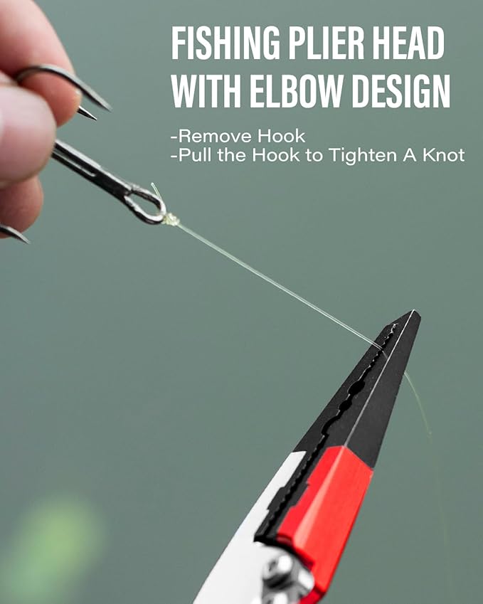 Compact 6.8" Fishing Pliers - Fish Gripper Tool, Corrosion-Resistant Saltwater Fishing Gear | Fishing Gifts for Men, Red/White