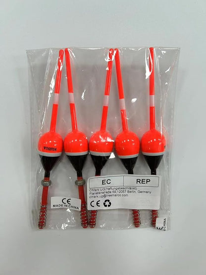 THKFISH Fishing Floats and Bobbers Balsa Wood Floats Spring Bobbers with Oval Slip Bobbers for Crappie Panfish Walleyes Fixed Bobber (1"X0.7"X6") (1.25"X0.75"X6") (2"X1.14"X5.86") 5pcs