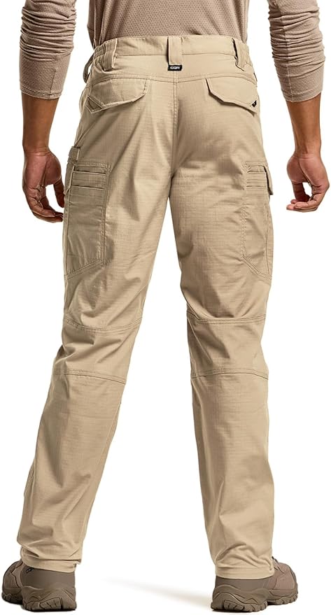 CQR Men's Flex Stretch Tactical Pants, Water Resistant Ripstop Cargo Pants, Lightweight EDC Outdoor Work Hiking Pants