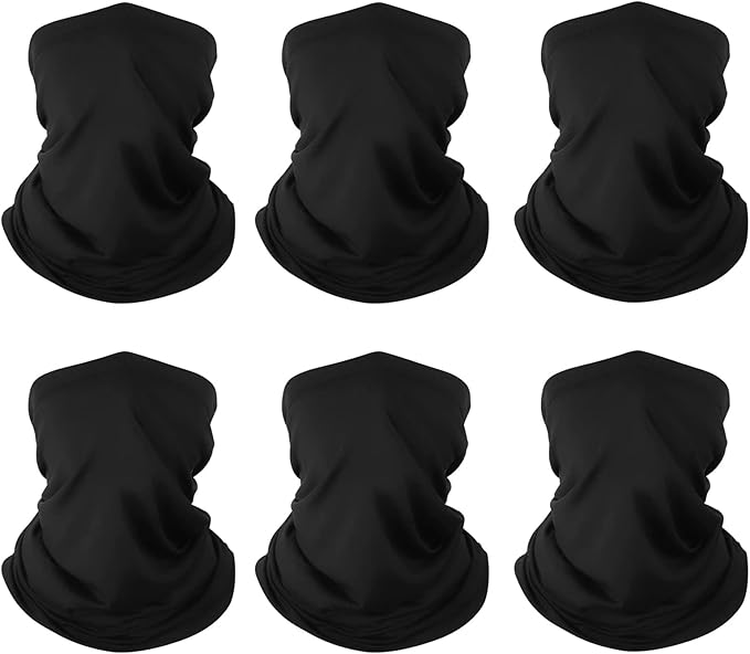 6 Pack Neck Gaiter Bandana Face Mask: Cooling Gator Mask Face Cover Neck Scarf Balaclava