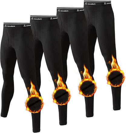 Men's Thermal Pants Fleece Lined Long Johns Compression Bottom Athletic Base Layer Cold Weather Gear 1 2 4 Pcs