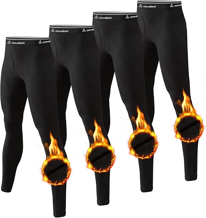 Men's Thermal Pants Fleece Lined Long Johns Compression Bottom Athletic Base Layer Cold Weather Gear 1 2 4 Pcs
