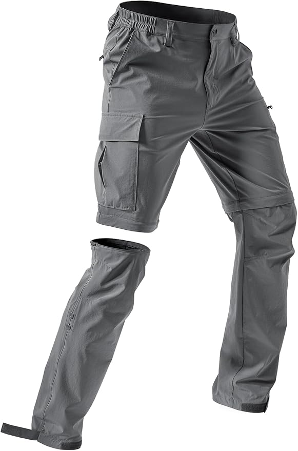 Moosehill Men's-Hiking-Pants Convertible Quick-Dry Water-Resistant Lightweight Zip-Off Outdoor with 5 Deep Pockets