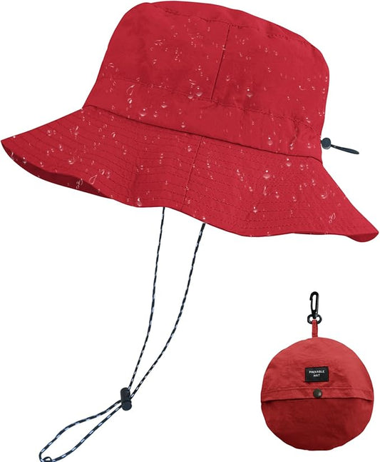 PFFY Quick Dry Waterproof Packable Bucket Hat for Women Men Outdoor Sun Hats with Detachable Chin Strap