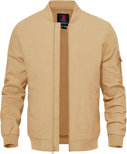 TBMPOY Men's Lightweight Bomber Jackets Light Windbreaker Casual Stylish Fall Golf Zip Up Dress Business Varsity