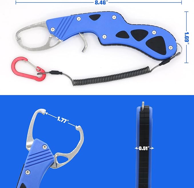 YZT High Strength Fish Gripper, Heavy Duty Stainless Steel Fishing Lip Grabber, Easy to Catch Fish,160g Portable Outdoor Men's Fishing Tools Gift,50 Pound Fish Grabber for Freshwater Saltwater