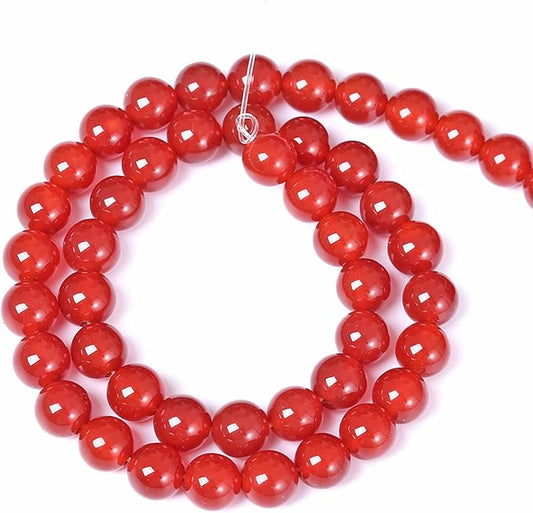 10MM 38PCS Natural Stone Red Agate Loose Beads for Jewelry Making DIY Bracelet Semi Precious 1 Strand