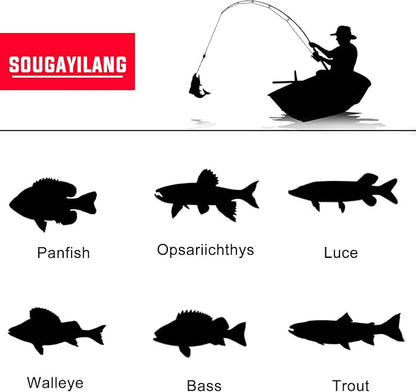 Sougayilang Fishing Pole with Spinning Reel Portable Fishing Rod Reel Combos