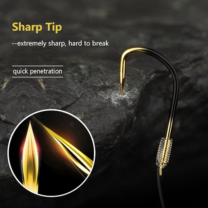 AMHDV Small Barbless Fishing Hook with Line, Tiny Fish Hooks and Leader (Pack of 20)