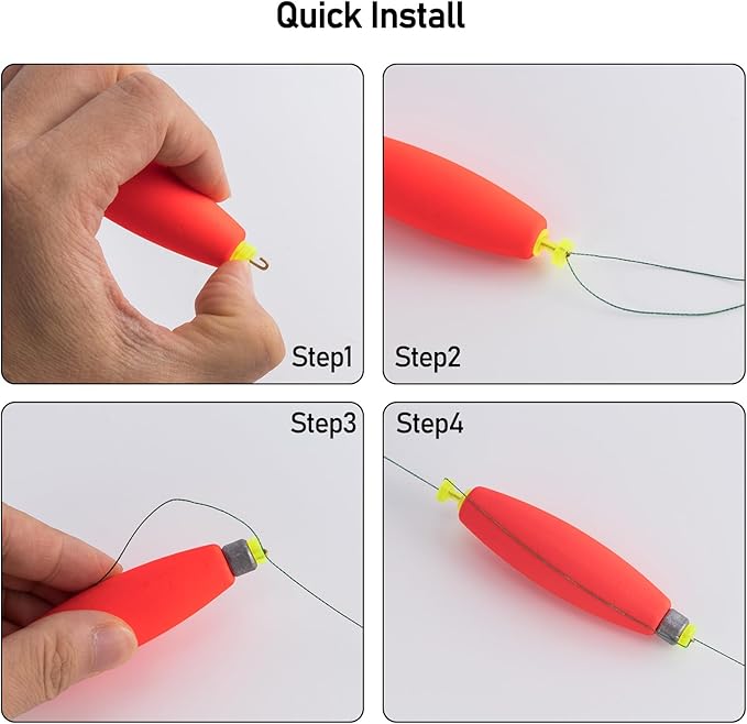 Dr.Fish Cigar Fishing Bobbers Weighted Fishing Floats EVA Foam Snap-On Spring Floats Fly Sea Boat Fishing for Bass Trout Panfish Bluegills