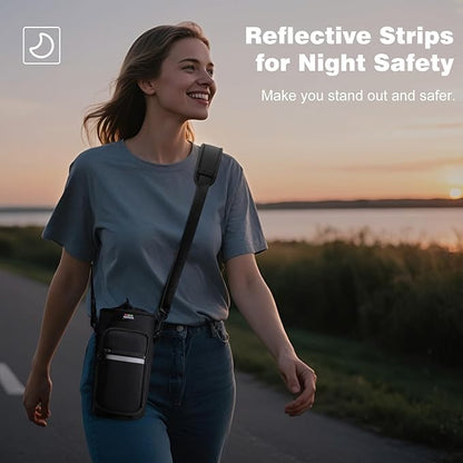 Nuovoware Water Bottle Carrier Bag,25oz/40oz/64oz Bottle Pouch Holder,Adjustable Shoulder Hand Strap 2 Pocket Sling Neoprene Sleeve Sports Accessories for Hiking Travelling Camping