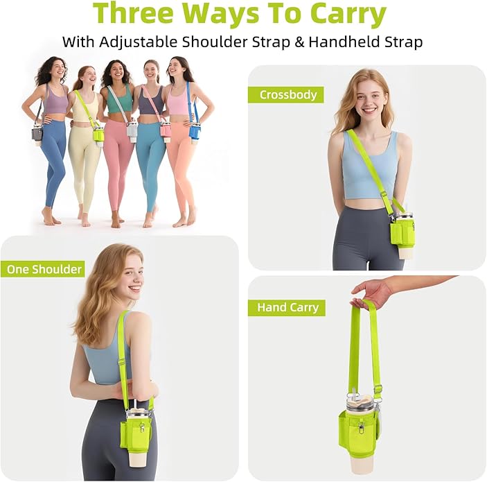 All Day Quencher Carry All for Stanley 40/30 oz Tumbler, Crossbody Bag with Phone Holder & Strap, Water Bottle Carrier Bag