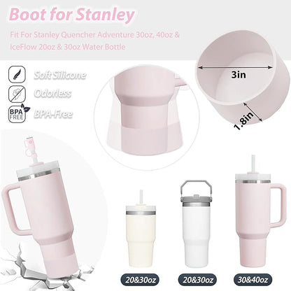 Stanley Cup Accessories Set Including 6 Pcs Silicone Spill Proof Stopper, 2 Pcs Straw Cover Cap for 9-10 mm Straws, 1 Pcs Silicone Boot for Stanley Cup 40oz & 30oz Tumbler (ROSE QUARTZ)