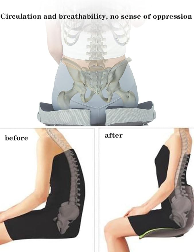 Small Travel Seat Cushion for Airplane,Portable Foldable Seat Cushion,Sciatica Pain Relief with Built-in Handles-Memory Foam Chair Cushions to Enhance Posture & Back Pain,for Car, Office, Gaming (