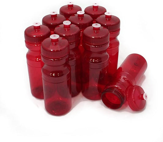 Rolling Sands 24 Ounce BPA-Free Plastic Water Bottles, Set of 10, Made in USA