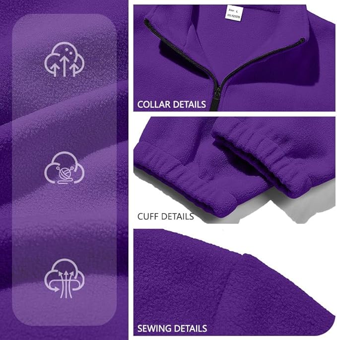 Mens Polar Fleece Jacket Full Zip Lightweight Casual Outdoor Jackets Stand Collar Warm Coats with Pockets