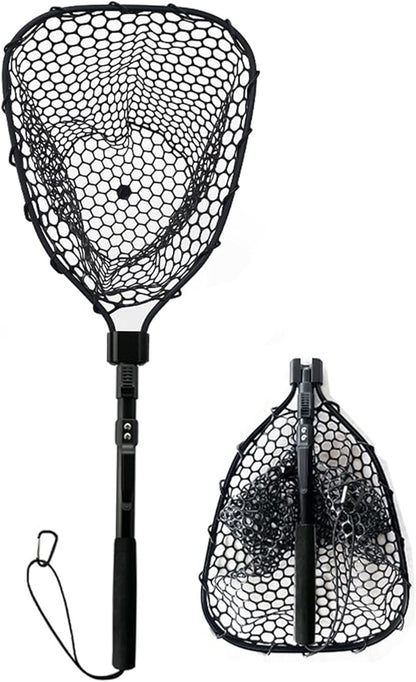 STONESTAR Fishing Net with Handle, Foldable Extendable Fish Net Aluminum Alloy Landing Net, Lightweight Strong Telescoping Handle Fishing Gear 20LBS Max Load, Fish-Friendly for Catch and Kayak