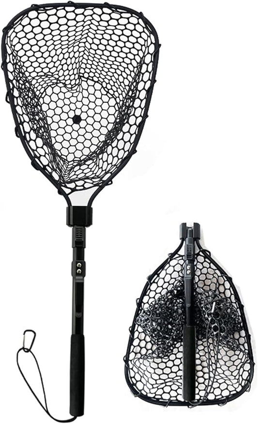 STONESTAR Fishing Net with Handle, Foldable Extendable Fish Net Aluminum Alloy Landing Net, Lightweight Strong Telescoping Handle Fishing Gear 20LBS Max Load, Fish-Friendly for Catch and Kayak