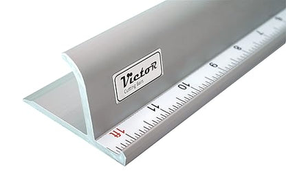 Victor 12-Inch Professional Aluminum Safety Ruler with Finger Guard Edge and Non-Slip Base - Ideal for Precision Cutting and Craft Projects - Durable Cutting Ruler for Safe Use