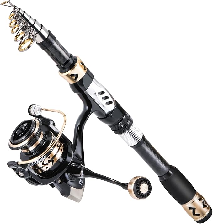 Sougayilang Fishing Pole with Spinning Reel Portable Fishing Rod Reel Combos