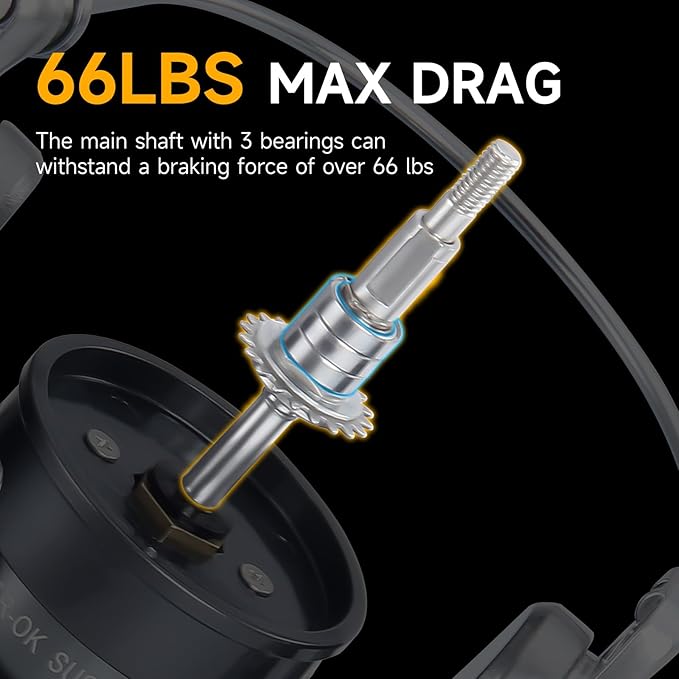 HAUT TON Spinning Reel 8000/9000/10000/12000/14000,6+1BB Metal Surf Fishing Reels,4.8:1 Gear Ratio 55lbs Drag Heavy Long Casting Inshore Saltwater Monster Fish