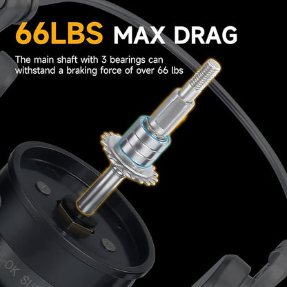 HAUT TON Spinning Reel 8000/9000/10000/12000/14000,6+1BB Metal Surf Fishing Reels,4.8:1 Gear Ratio 55lbs Drag Heavy Long Casting Inshore Saltwater Monster Fish