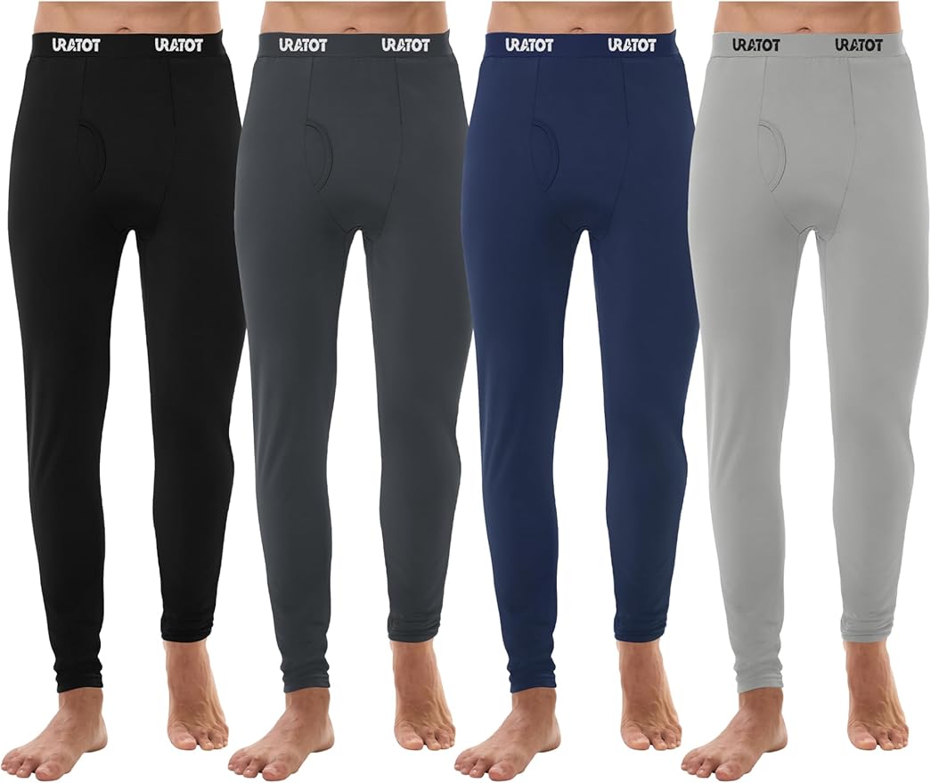 URATOT Men's Thermal Underwear Bottom Fleece Long Johns for Men Soft Warm Base Layer Thermal Pants for Cold Weather