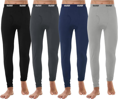 URATOT Men's Thermal Underwear Bottom Fleece Long Johns for Men Soft Warm Base Layer Thermal Pants for Cold Weather