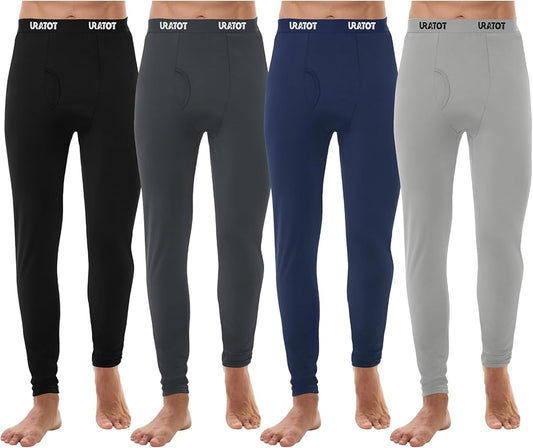 URATOT Men's Thermal Underwear Bottom Fleece Long Johns for Men Soft Warm Base Layer Thermal Pants for Cold Weather