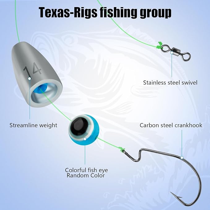 THKFISH Fishing Weights Sinkers Set, 60PCS Fishing Sinker Drop Shot Weights Kit,Drop Shot Rig Wacky Hooks for Saltwater Freshwater Bass Fishing