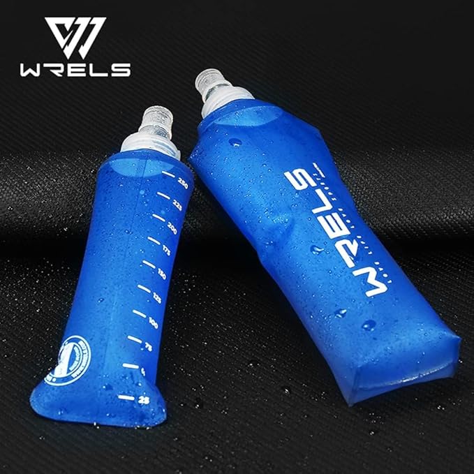 Soft Running Water Flask Soft Flasks Collapsible Soft Water Bottles Small BPA-Free for Sports Hiking Hydration Pack 5oz/8oz/17oz(BLUE,17oz*2)