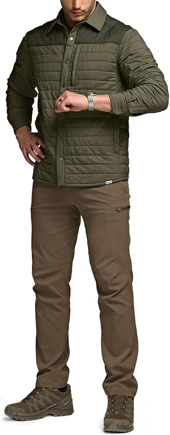 CQR Men's Lightweight Insulated Jacket, Windproof Packable Water Resistant Warm Active Coat for Hiking Work Outdoor Tactical