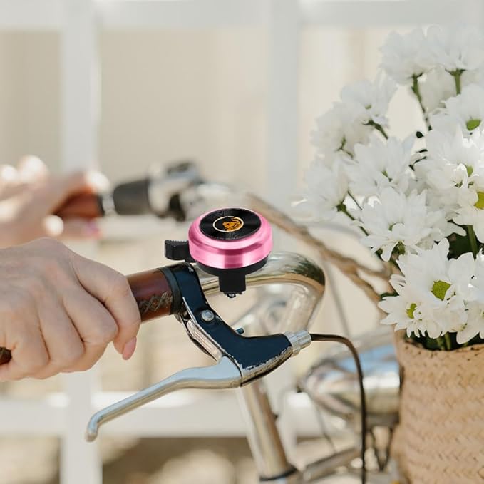 WIRESTER Pink Aluminum Round Bike Bell, Classic Ring Bicycle Bell, Bike Accessories Bell Ring for Adults Kids Girls Boys